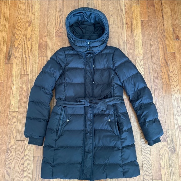 Crew Wintress Black Down Puffer Belted Coat - Picture 3 of 9